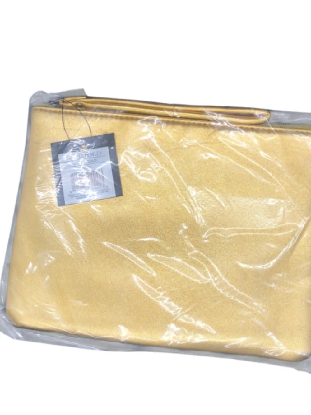 Cynthia Rowley Metallic Gold Flat Pouch | Tech Accessory Bag | Cosmetic Bag